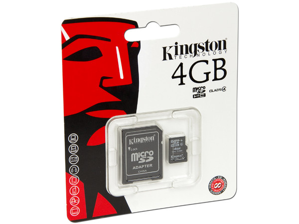 Memoria Kingston microSDHC de 4 GB, Clase 4, incluye adaptador SD