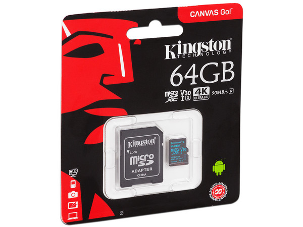 Memoria Kingston MicroSDXC UHS-I U3 de 64 GB, Clase 10.