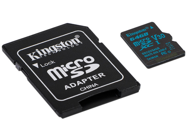 Memoria Kingston MicroSDXC UHS-I U3 de 64 GB, Clase 10.