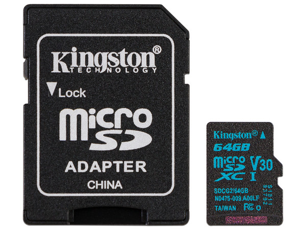 Memoria Kingston MicroSDXC UHS-I U3 de 64 GB, Clase 10.