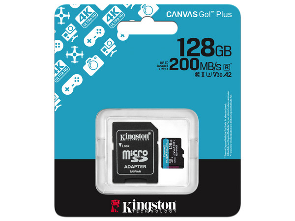 Memoria Micro-SD Kingston Technology Canvas Go Plus 128GB, 200 MB/s, Clase 10