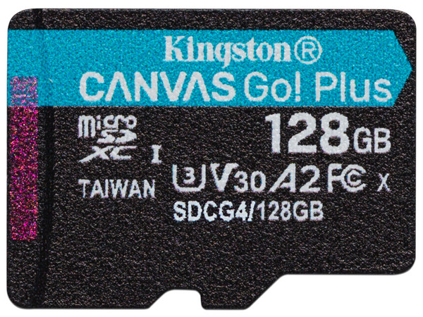 Memoria MicroSD Kingston Canvas Go! Plus de 128GB, UHS-I U3, Clase 10.