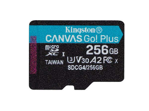Memoria MicroSDXC Kingston Canvas Go! Plus de 256GB, UHS-I U3, Clase 10.