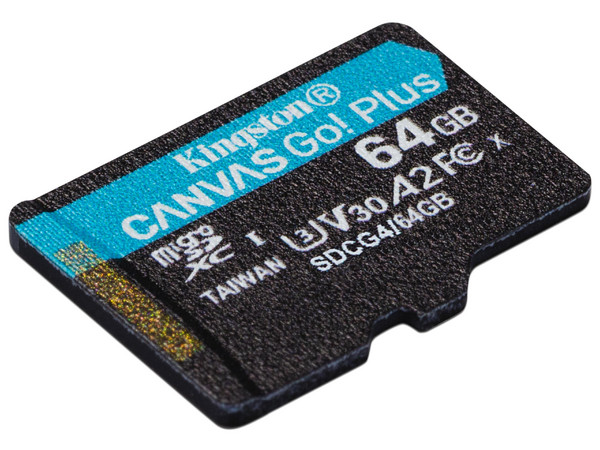 Memoria MicroSDXC Kingston Canvas Go! Plus de 64GB, UHS-I U3, Clase 10.
