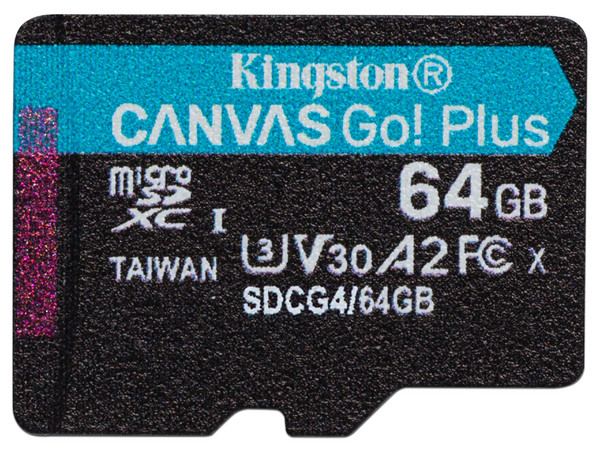 Memoria MicroSDXC Kingston Canvas Go! Plus de 64GB, UHS-I U3, Clase 10.

