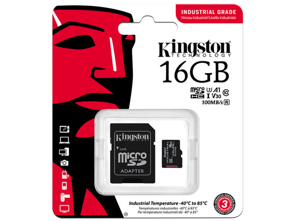 Memoria Kingston MicroSDHC Industrial de 16GB, Clase 10.