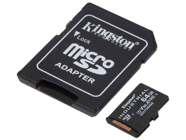 Memoria Flash Kingston Industrial, 64GB MicroSDHC UHS-I Clase 10, Incluye Adaptador.