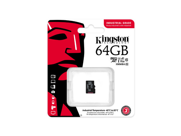 Memoria Flash Kingston Industrial, 64GB MicroSDXC UHS-I Clase 10.