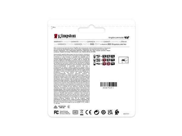 Memoria microSD KINGSTON de 8GB, Industrial Clase 10 UHS-I U3 V30 A1, con Adaptador.
