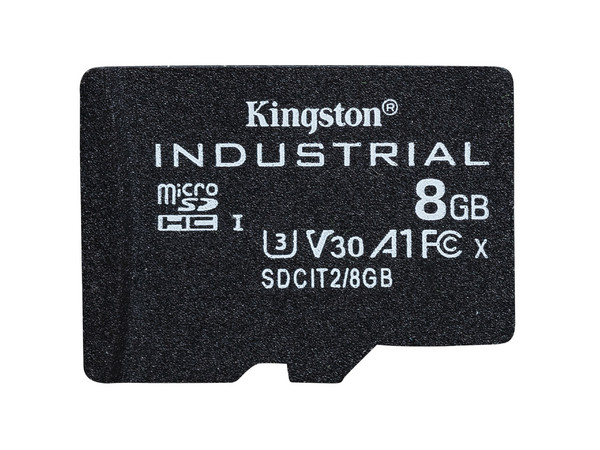 Memoria microSD KINGSTON de 8GB, Industrial Clase 10 UHS-I U3 V30 A1, con Adaptador.
