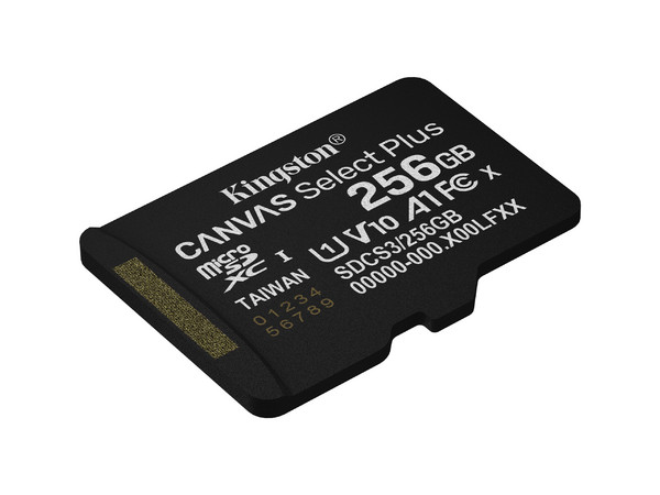 Memoria Kingston MicroSDXC UHS-I U1 Canvas Select Plus de 256GB, Gen 3, 150 MB/s, Clase 10. Incluye adaptador.
