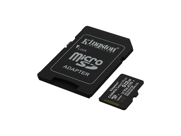 Memoria Kingston MicroSDXC Canvas Select Plus Gen 3 de 512GB, V30, Clase 10. Incluye adaptador.
