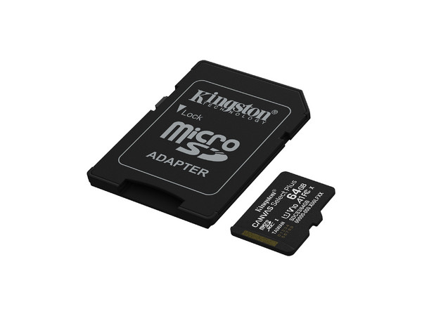 Memoria Kingston MicroSDXC UHS-I U1 Canvas Select Plus de 64GB, A1, Gen 3, 100 MB/s, Clase 10. Incluye adaptador.
