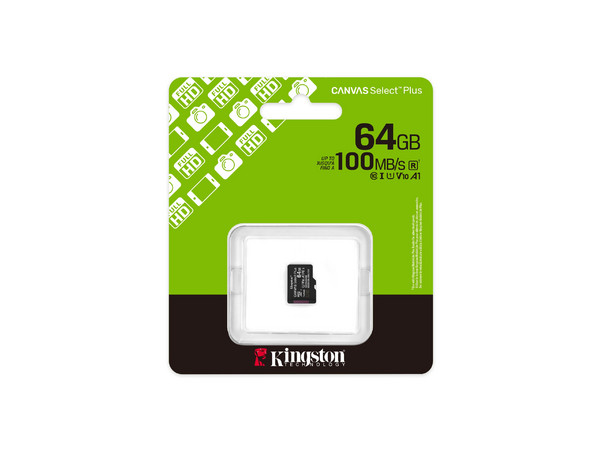 Memoria Kingston MicroSDXC Canvas Select Plus de 64GB, UHS-I U1 de, Clase 10.