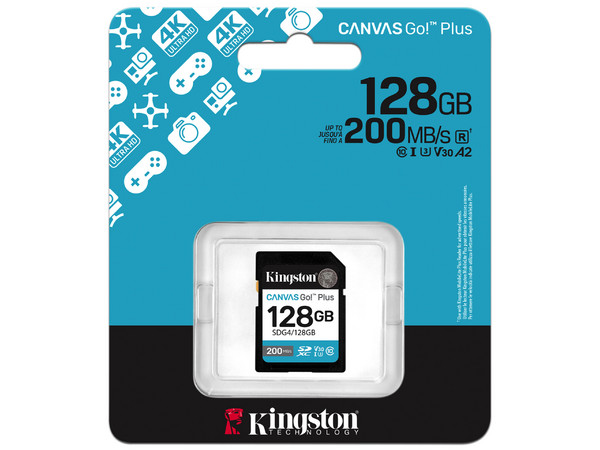 Memoria Kingston Canvas Go! Plus SDXC de 128GB, UHS-I U3, Clase 10.