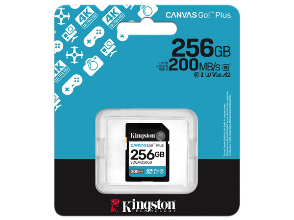 Memoria Kingston Canvas Go! Plus SDXC de 256GB, UHS-I U3, Clase 10.