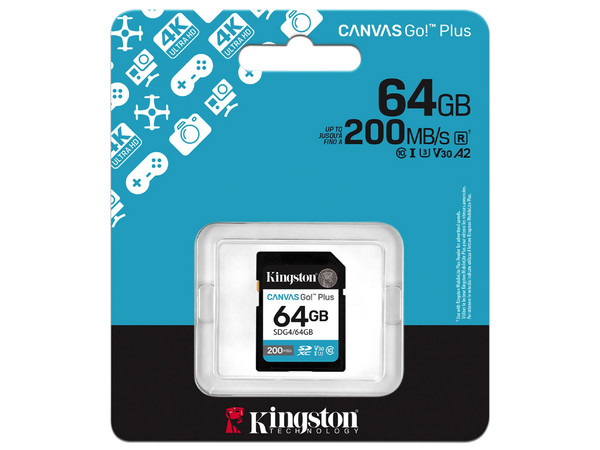 Memoria Kingston Canvas Go! Plus SDXC de 64GB, UHS-I U3, Clase 10.