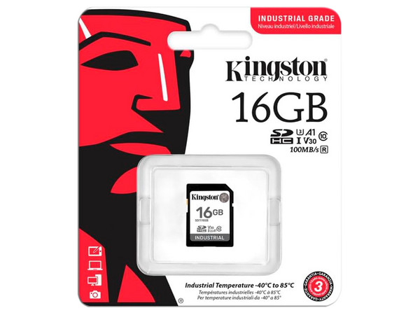 Memoria Kingston SDHC UHS-1 U3 V30 Industrial de 16GB, Clase 10.