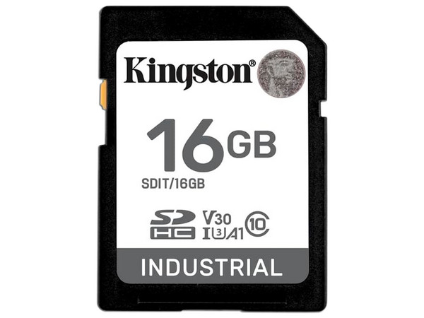 Memoria Kingston SDHC UHS-1 U3 V30 Industrial de 16GB, Clase 10.