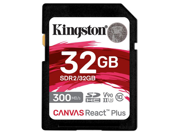 Memoria Kingston Canvas React Plus SDHC UHS-II U3 V90 de 32GB, Clase 10.
