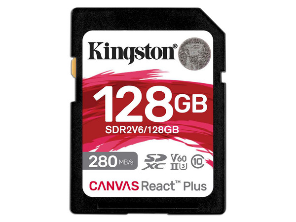 Memoria Kingston React Plus SDXC UHS-II U3 de 128 GB, V60, Clase 10.