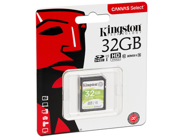 Memoria Kingston Canvas Select SDHC UHS-I U1 de 32 GB, clase 10.