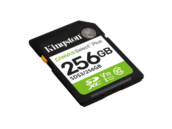 Tarjeta Memoria Flash SD Kingston SDXC Canvas Select 256GB 150MB/s C10 UHS-I U1 V10.