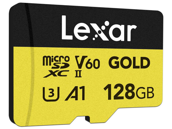 Tarjeta microSDXC Lexar Profesional ORO de 128GB, UHS-II, C10, U3, V60, FULL-HD & 4K Video.