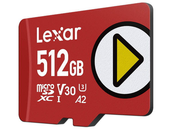 Memoria Lexar Play MicroSDXC UHS-I U3 de 512GB, Clase 10, V30, A2, Velocidad de Lectura de 205 MB/s.