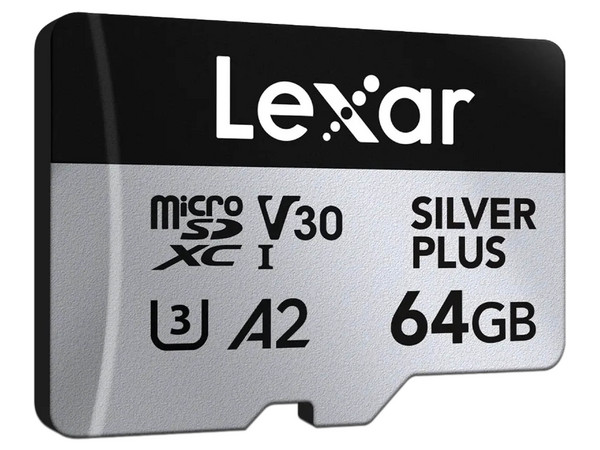 Memoria MicroSDXC Lexar SILVER PLUS de 64GB, UHS-I. Color Plateado.