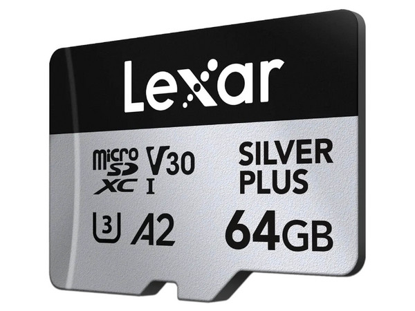 Memoria MicroSDXC Lexar SILVER PLUS de 64GB, UHS-I. Color Plateado.