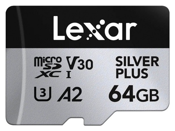 Memoria MicroSDXC Lexar SILVER PLUS de 64GB, UHS-I. Color Plateado.