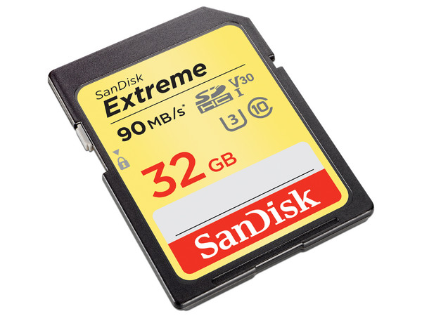 Memoria SanDisk Extreme SDHC de 32 GB.