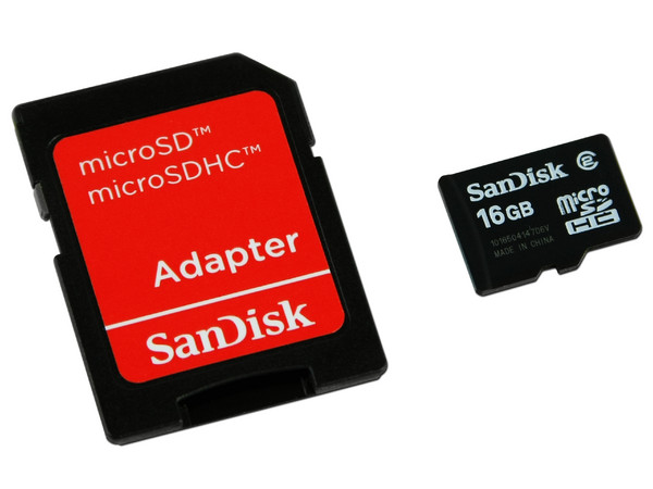 Memoria SanDisk microSDHC de 16GB, incluye adaptador SD   