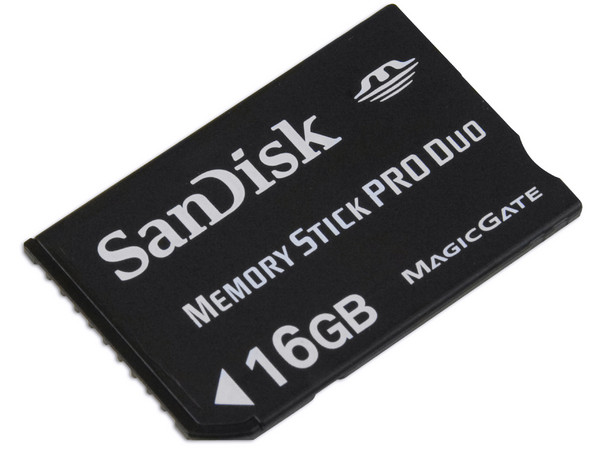 Memoria SanDisk Memory Stick Pro Duo de 16 GB.
