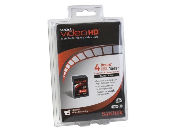 Memoria SanDisk Video HD SDHC de 16GB Ideal para Cámaras de Video