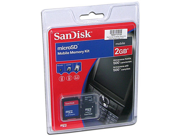 Memoria SanDisk microSD de 2GB, incluye adaptadores SD y miniSD