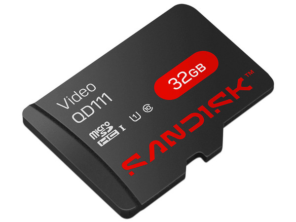 Memoria MicroSDHC Sandisk QD111 de 32GB, Clase 10, U1, Especializada para Videovigilancia.
