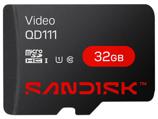 Memoria MicroSDHC Sandisk QD111 de 32GB, Clase 10, U1, Especializada para Videovigilancia.
