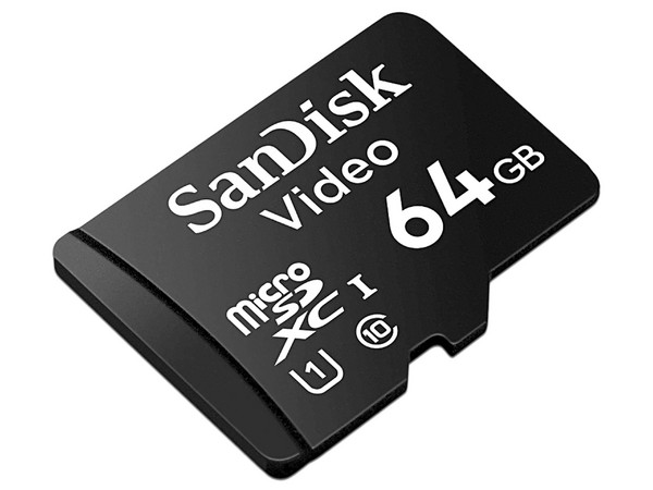 Memoria MicroSDHC SanDisk QD111 de 64GB, U1, Clase 10, Especializada para Videovigilancia, Color Negro.
