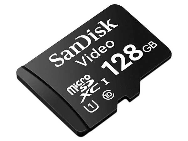 Memoria MicroSDHC SanDisk QD111 de 128GB, U1, Clase 10, Especializada para Videovigilancia, Color Negro.
