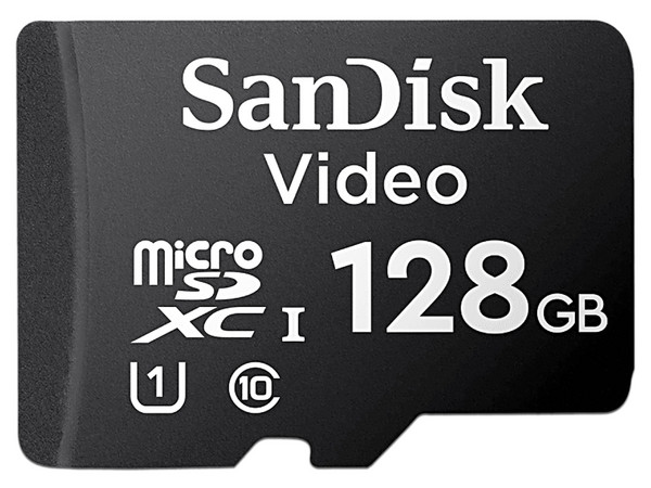 Memoria MicroSDHC SanDisk QD111 de 128GB, U1, Clase 10, Especializada para Videovigilancia, Color Negro.