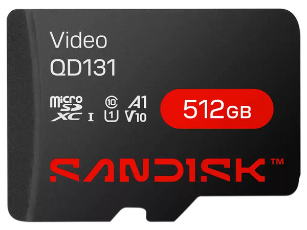 Tarjeta MicroSDXC SanDisk SDSDQAS5-512G-BP de 512GB, UHS-I, Optimizada para Videovigilancia, Clase 10.