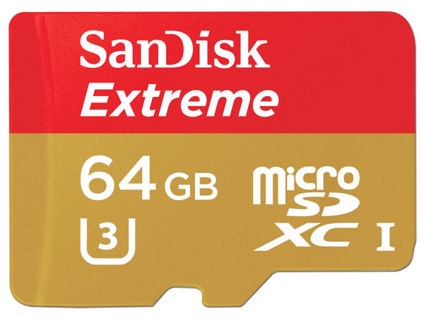 Memoria SanDisk Extreme MicroSDXC UHS-I U3 de 64 GB, clase 10.