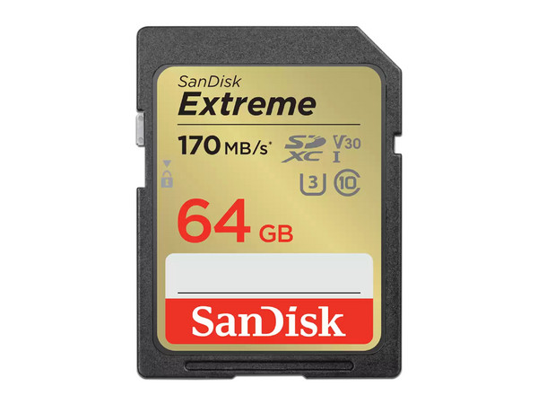 Memoria SanDisk Extreme SDXC UHS-1 U3 de 64 GB, Clase 10.