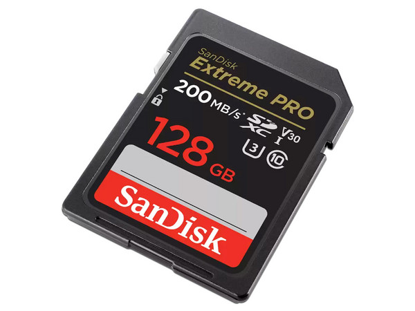 Memoria Sandisk Extreme Pro SD UHS-I U3 V30 de 128GB, Clase 10.