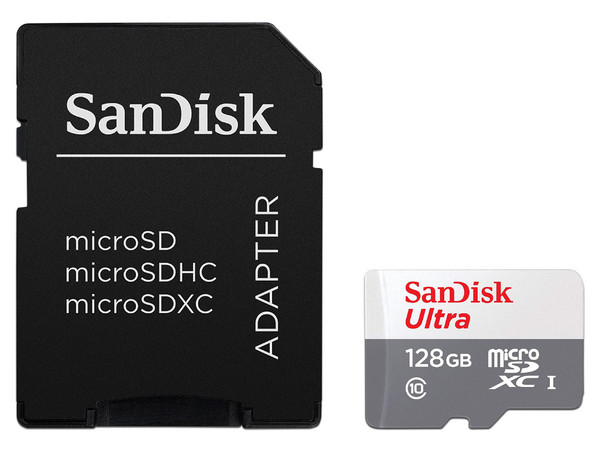 Memoria SanDisk Ultra MicroSDXC UHS-1 U1 de 128 GB, Clase 10. (Con Adaptador).