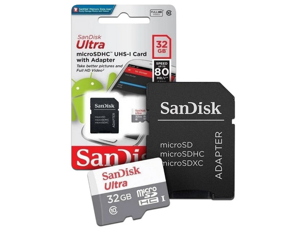 Memoria SanDisk Ultra MicroSDHC UHS-1 de 32 GB, clase 10, Incluye adaptador SD. (20 piezas)