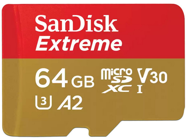 Memoria MicroSD Sandisk Extreme de 64GB para Action Cam.