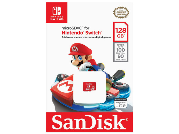 Memoria MicroSDXC UHS-I U3 SanDisk de 128GB para Nintendo Switch, Clase 10.